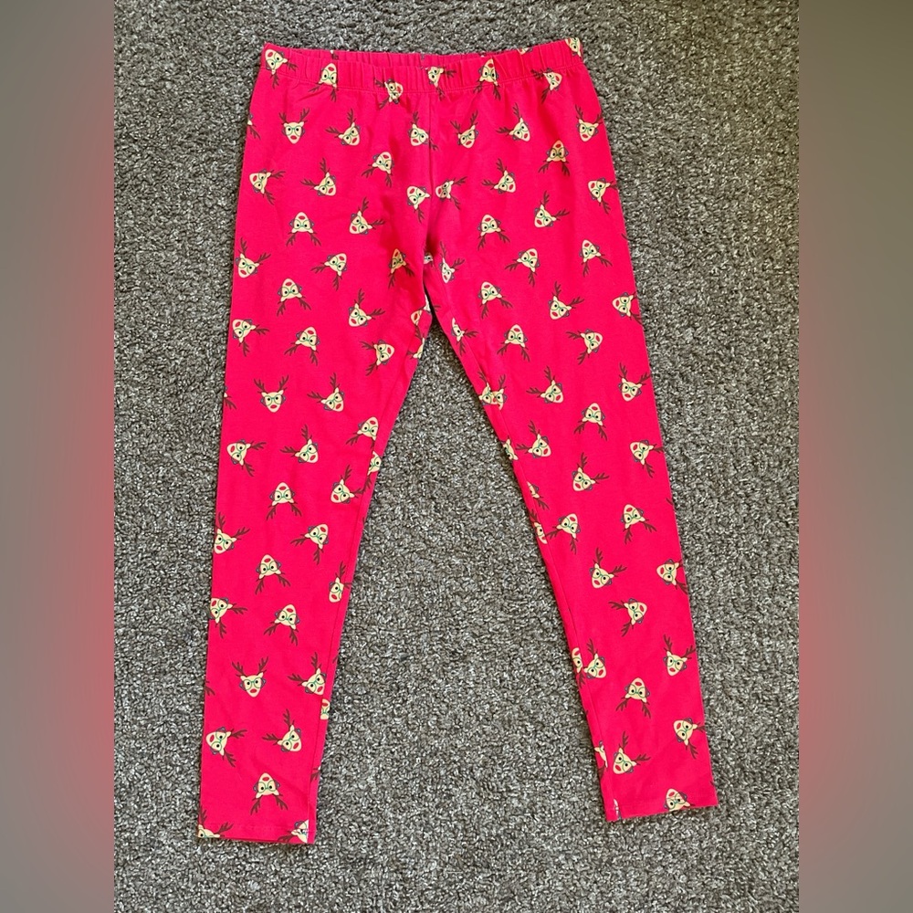 No Boundaries Red Reindeer Pattern Leggings